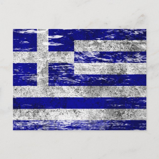 Carte Postale Drapeau grec griffé et usé (Devant)