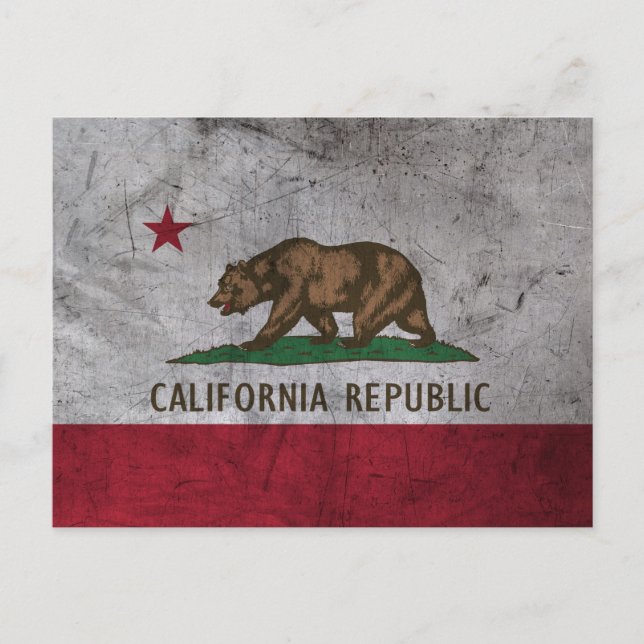 Carte Postale Drapeau Grunge California (Devant)