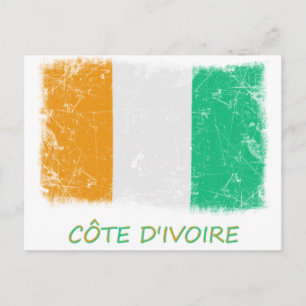 Carte Postale Drapeau Grunge Côte d'Ivoire