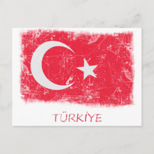 Carte Postale Drapeau Grunge Turkey