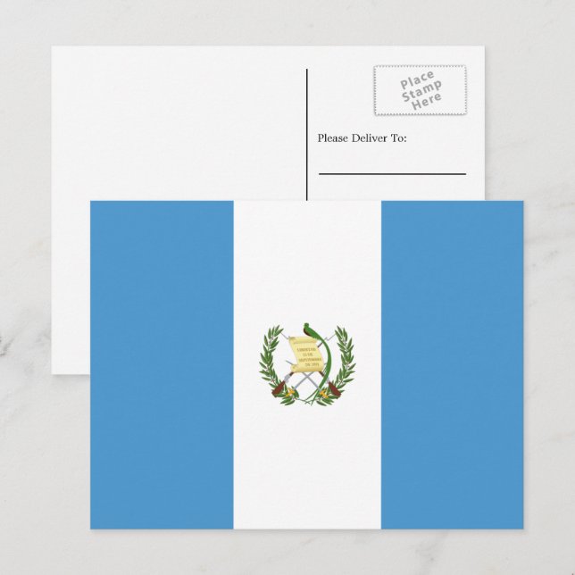 Carte Postale Drapeau guatémaltèque, Drapeau du Guatemala (Devant / Derrière)