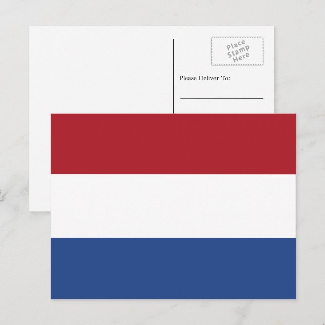 Carte Postale Drapeau hollandais, Drapeau de Pays-Bas (Devant / Derrière)