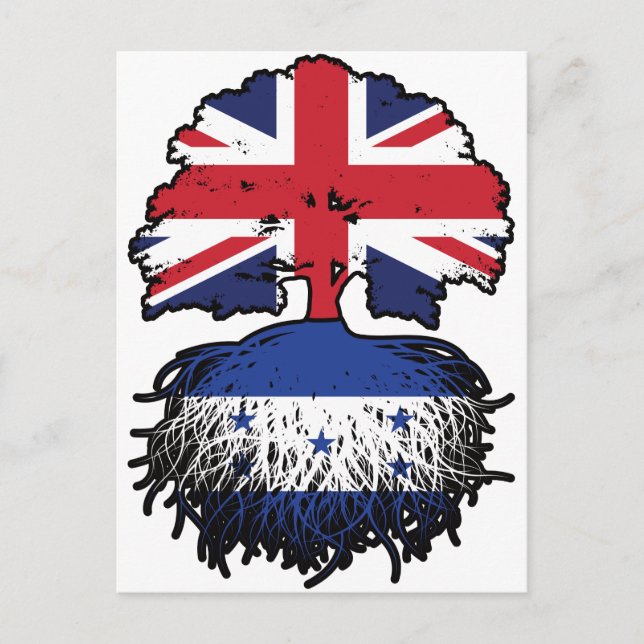 Carte Postale Drapeau hondurien britannique des racines d'arbres (Devant)