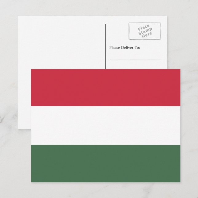 Carte Postale Drapeau hongrois, Drapeau hongrois (Devant / Derrière)