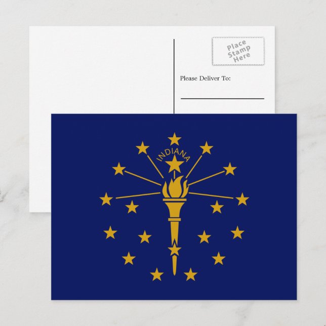 Carte Postale Drapeau Hoosier, Drapeau de l'Indiana (Devant / Derrière)