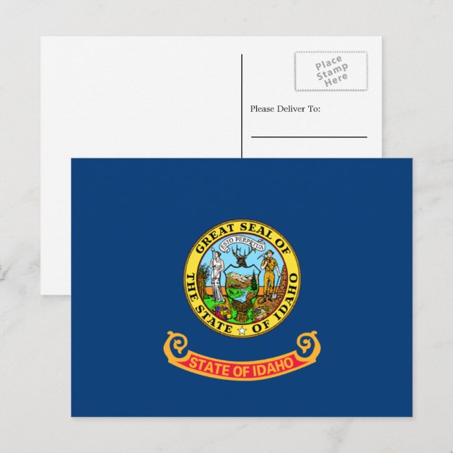 Carte Postale Drapeau Idahoan, Drapeau Idaho (Devant / Derrière)