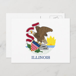 Carte Postale Drapeau Illinois, Drapeau de l'Illinois