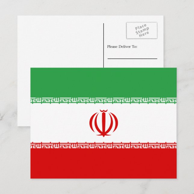 Carte Postale Drapeau iranien, Drapeau iranien (Devant / Derrière)