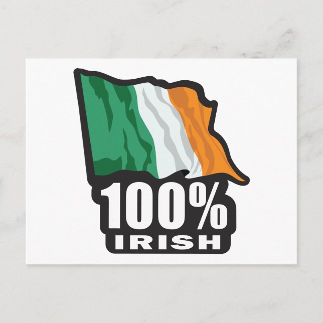 Carte Postale Drapeau irlandais à 100 % (Devant)