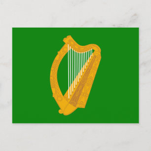 Carte Postale drapeau irlandais de la harpe verte