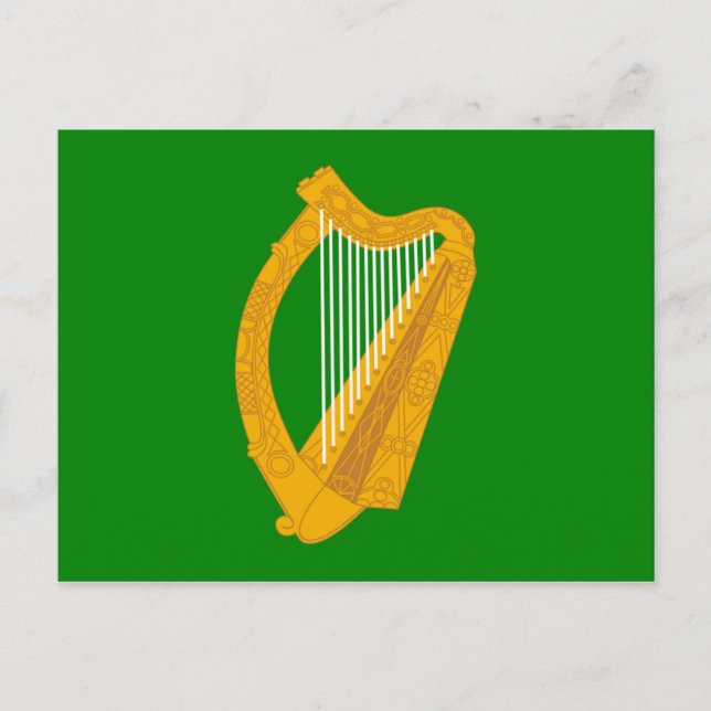 Carte Postale drapeau irlandais de la harpe verte (Devant)
