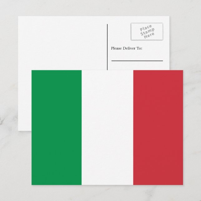 Carte Postale Drapeau italien, Drapeau italien (Devant / Derrière)