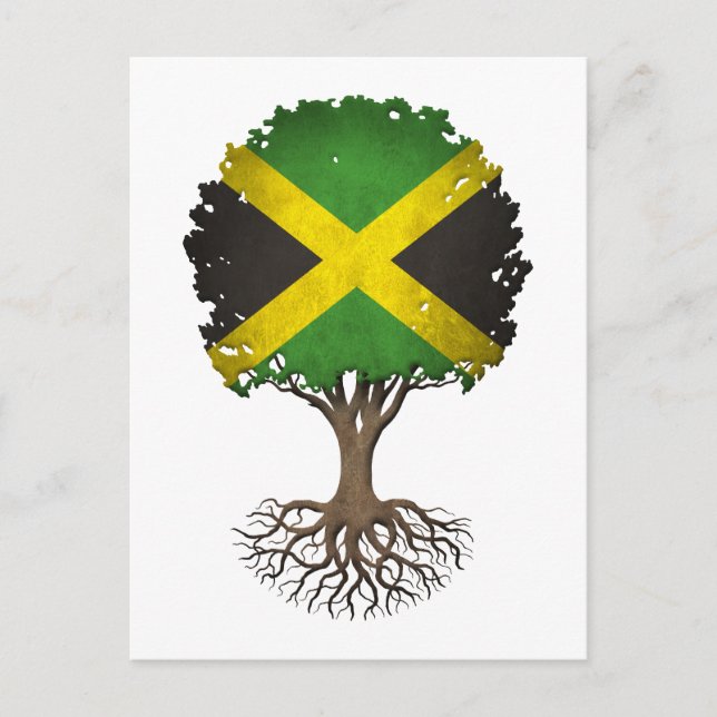 Carte Postale Drapeau jamaïcain arbre de vie personnalisable (Devant)