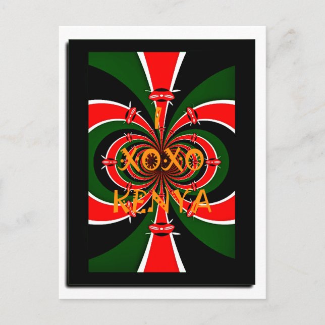 Carte Postale Drapeau Kenya d'inspiration africaine - Art Abstra (Devant)