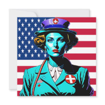 Carte postale Drapeau Lady America USA