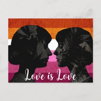 Carte Postale Drapeau lesbien avec deux silhouettes de femme