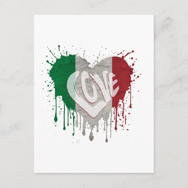 Carte Postale Drapeau Love Italy (Devant)