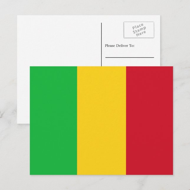 Carte Postale Drapeau malien, Drapeau malien (Devant / Derrière)