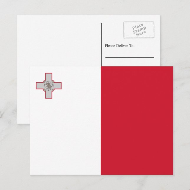 Carte Postale Drapeau maltais, Drapeau de Malte (Devant / Derrière)