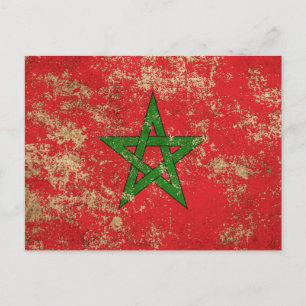 Carte Postale Drapeau marocain Vintage, d'âge sévère