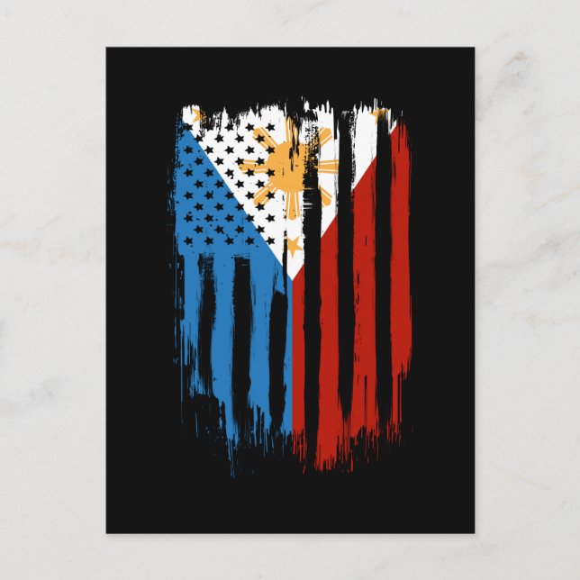 Carte Postale Drapeau mi-américain mi-philippin Philippines (Devant)