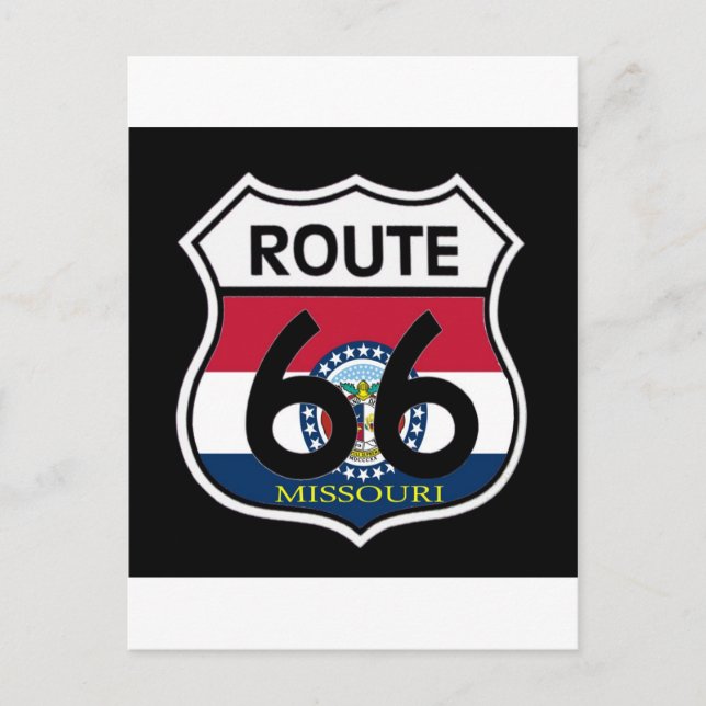 Carte Postale Drapeau Missouri Route 66 Bouclier (Devant)