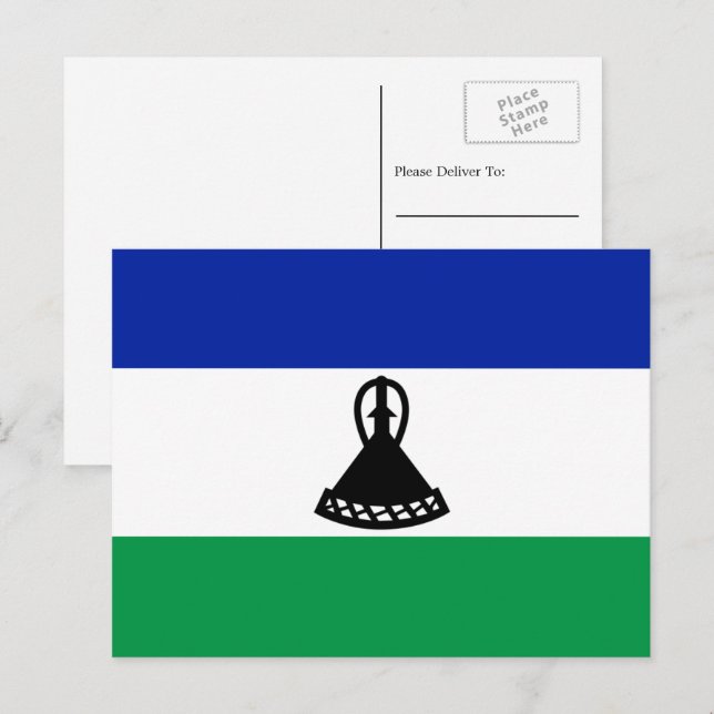 Carte Postale Drapeau Mosotho, Drapeau du Lesotho (Devant / Derrière)