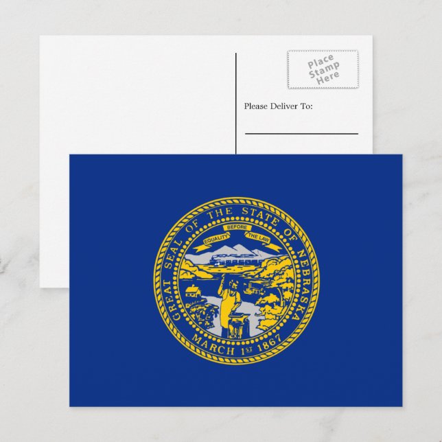 Carte Postale Drapeau Nebraskan, Drapeau du Nebraska (Devant / Derrière)