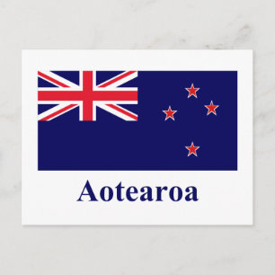 Carte Postale Drapeau néo-zélandais avec nom en maori