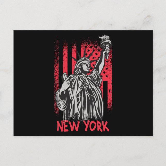Carte Postale Drapeau New York NY Statue de Liberty USA Amérique (Devant)