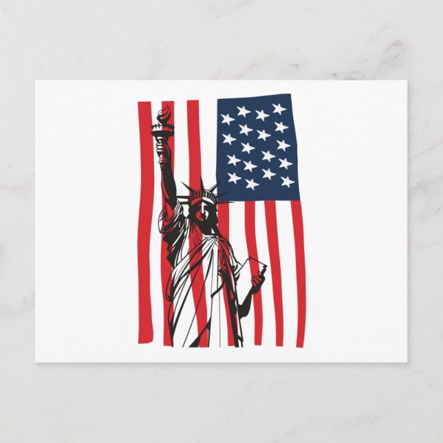 Carte Postale Drapeau New York NYC Statue of Liberty USA America (Devant)