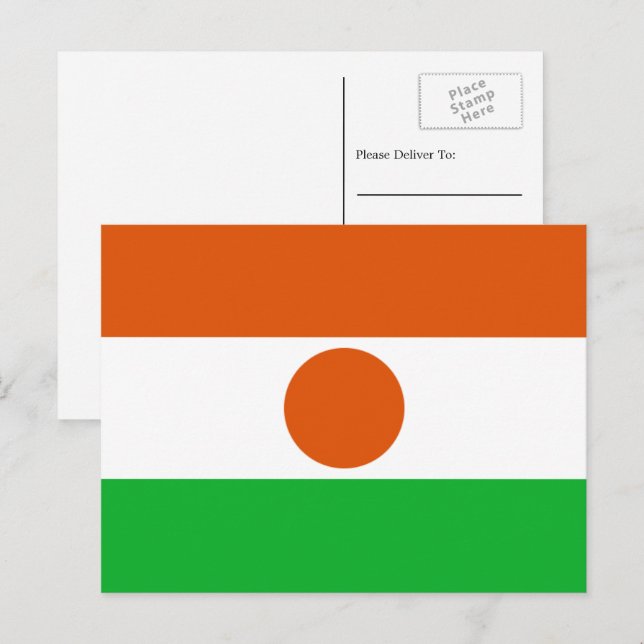 Carte Postale Drapeau nigérien, Drapeau du Niger (Devant / Derrière)