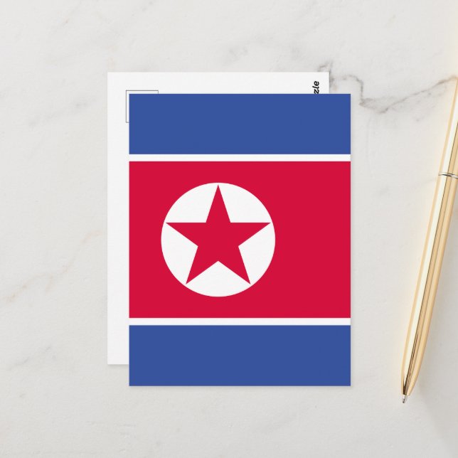 Carte Postale Drapeau nord-coréen (Devant/Arrière en situation)
