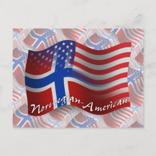 Carte Postale Drapeau norvégien-américain