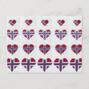 Carte Postale Drapeau norvégien Croix du Coeur Stitch Norvège no