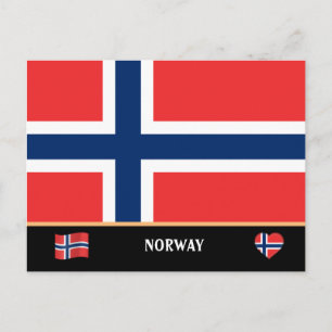 Carte Postale Drapeau norvégien & Voyage de pays norvégien / Nor