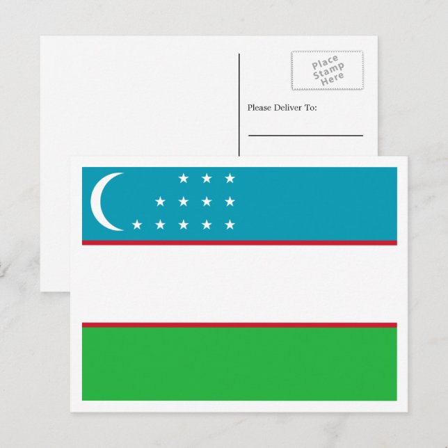 Carte Postale Drapeau ouzbek, Drapeau ouzbek (Devant / Derrière)