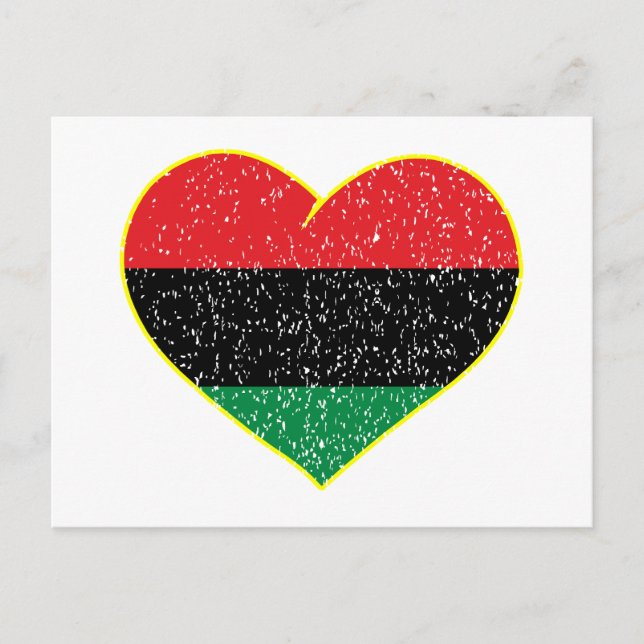 Carte Postale drapeau panafricain cœur histoire noire afro-améri (Devant)