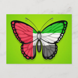 Carte Postale Drapeau papillon des Émirats arabes unis sur vert