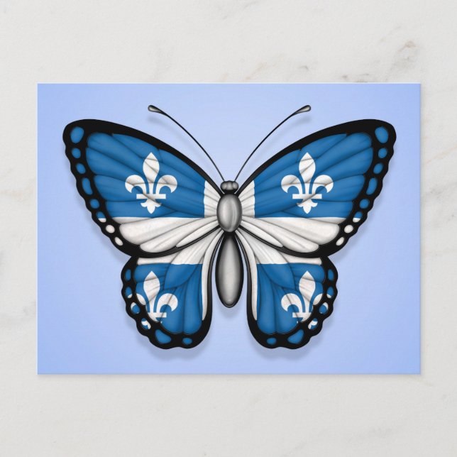 Carte Postale Drapeau papillon du Québec en bleu (Devant)