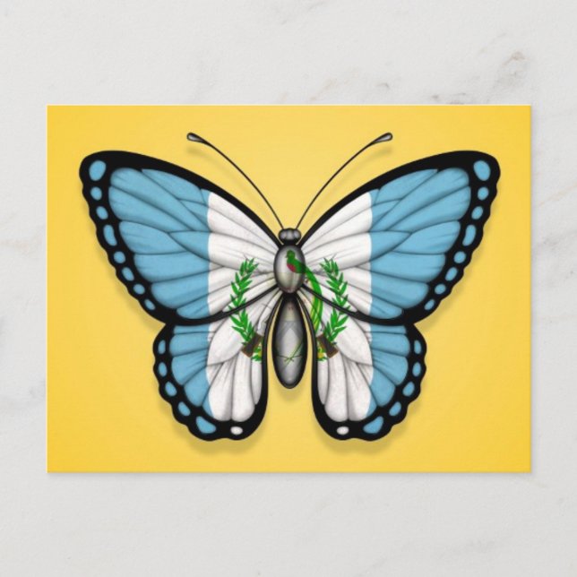 Carte Postale Drapeau papillon guatémaltèque sur jaune (Devant)