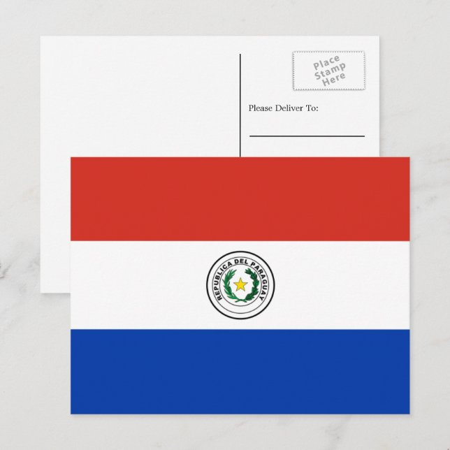 Carte Postale Drapeau paraguayen, Drapeau du Paraguay (Devant / Derrière)