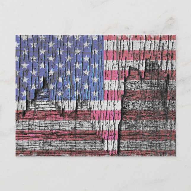 Carte Postale Drapeau Peeling Patriotique Américain (Devant)
