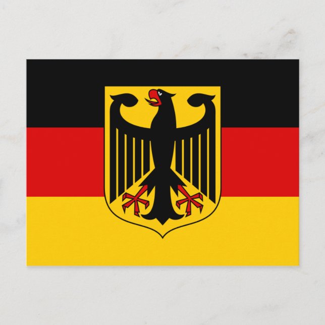 Carte Postale Drapeau personnalisé d'Allemagne avec armoiries (Devant)
