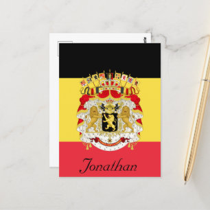 Carte Postale Drapeau personnalisé de Belgique Rouge Jaune Noir