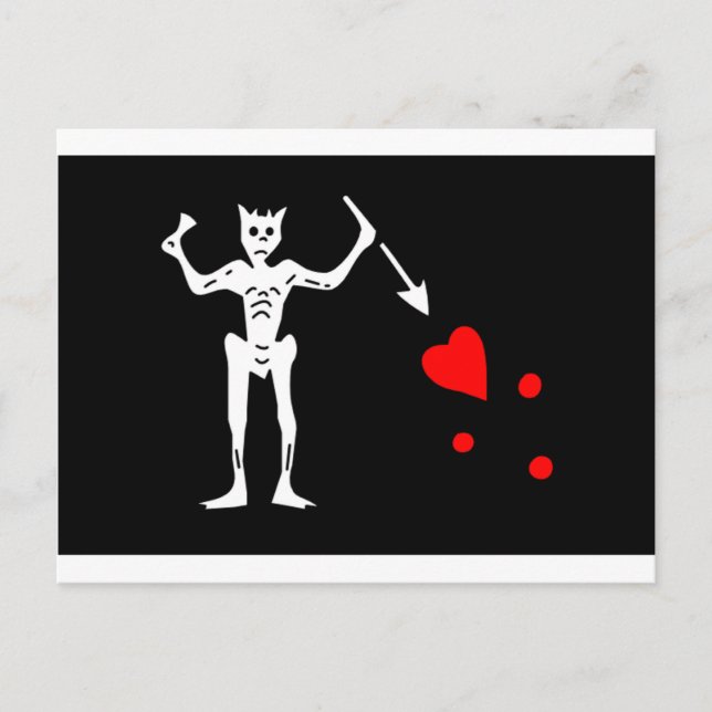 Carte Postale Drapeau Pirate Barbe Noire Edward Enseigner (Devant)