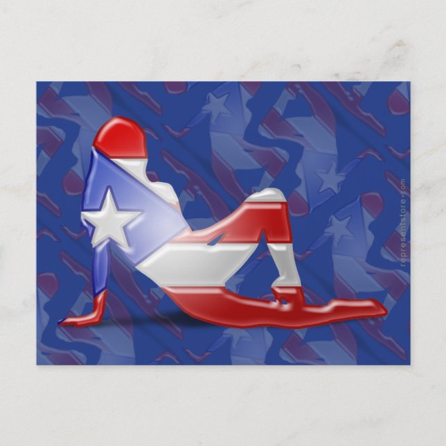 Carte Postale Drapeau portoricain de silhouette de fille (Devant)