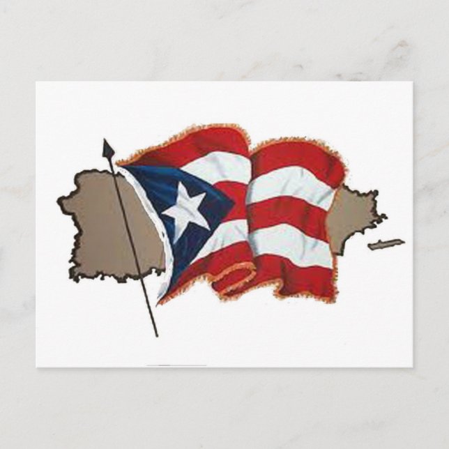 Carte Postale Drapeau portoricain et île (Devant)