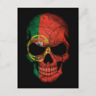 Carte Postale Drapeau portugais sur noir
