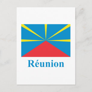 Carte Postale Drapeau proposé de l'île de la Réunion avec nom en